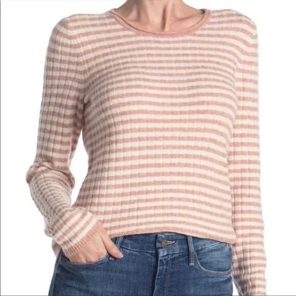 Madewell Sweaters - Madewell Women's Sweater Large Heather Carnation Stripe NEW Scoop Boat Neck